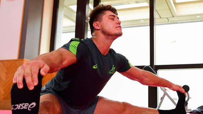 James O’Connor loosens up at Wallabies training. Picture: Stuart Walmsley, Rugby Australia