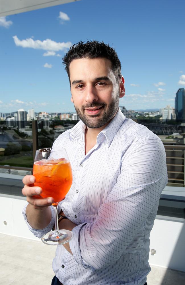 Nehme Ghanem, the Managing director of Ghanem Group, next to the rooftop bar and restaurant, at Hotel X in Fortitude Valley. Picture: Steve Pohlner