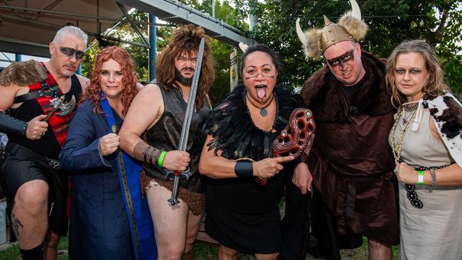 Andrea Rice, Tony Jackson, Warren Jones, Hilly Alcock, George Peat and Kiri Jacksonat the 2024 Dinah Beach Viking Funeral. Picture: Pema Tamang Pakhrin