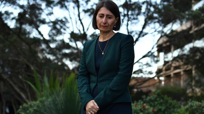 Leadership in the spotlight ... NSW Premier Gladys Berejiklian after giving evidence at the ICAC in Sydney on Monday. Picture: Getty Images