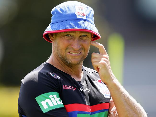 Knight's coach Nathan Brown ponders this season at training. Picture by Peter Lorimer.