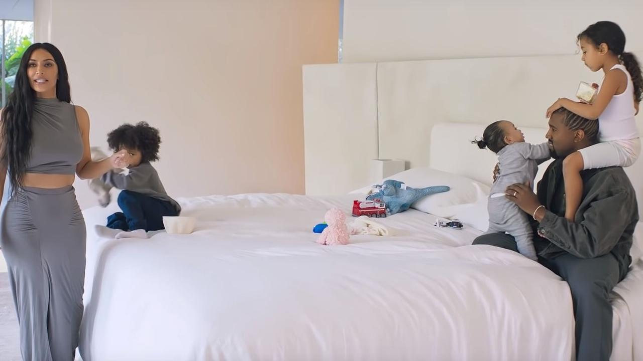 Kim and Kanye’s bedroom is minimalist.