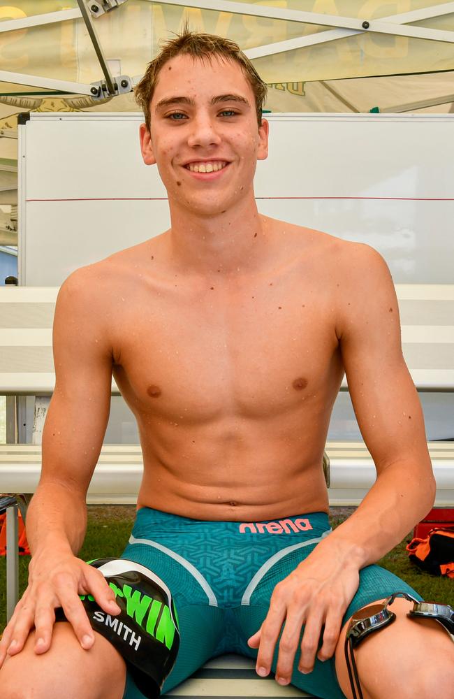 James Smith 17 of Darwin Swimming Club at the 2023 Country Swimming Championships at Parap Pool, Darwin. Picture: Pema Tamang Pakhrin