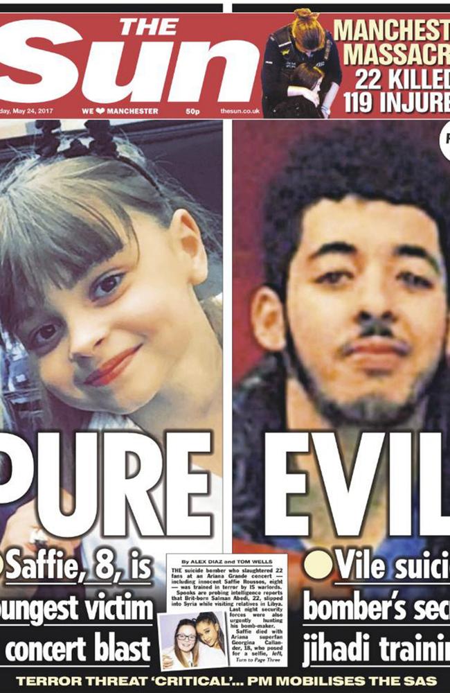 Manchester suicide bomber Salman Abedi is pictured on the cover of UK paper The Sun. Picture: The Sun