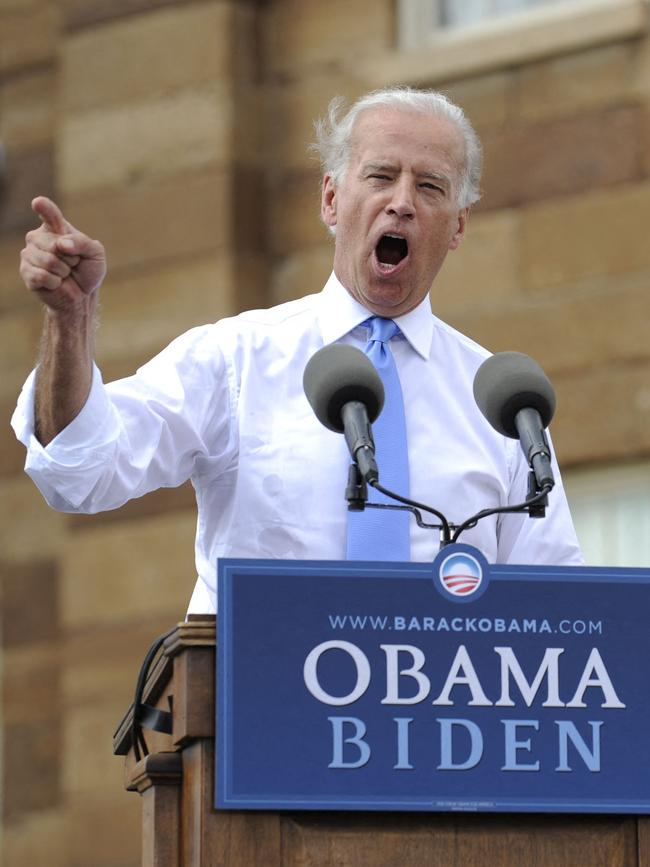 Biden during a rally in Springfield, Illinois, 2008.