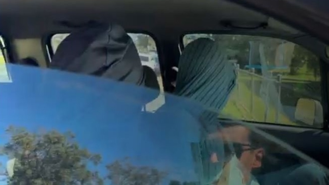 Tanika Bromley leaving the Bundaberg police station.