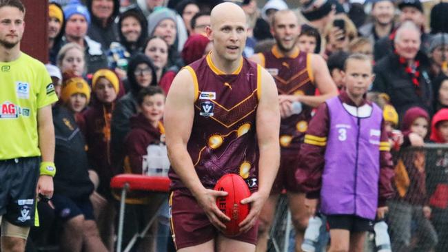 Gary Ablett Junior had 25 possessions and kicked two goals in a cameo appearance for Drouin in the Gippsland league last year. Picture: Daniel Heathcote (supplied)