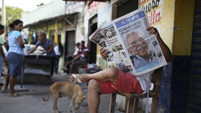 In Aracataca, the Colombian town where Gabriel Garcia Marquez was born, a man reads about