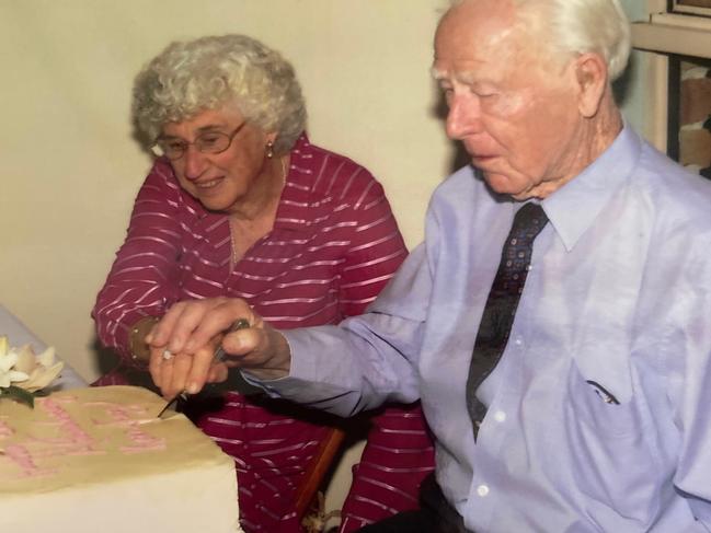 Fay Rendoth, 92, with her late husband, Ken, on their 70th wedding anniversary. Picture: Supplied