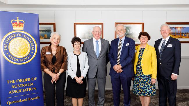 Central Queensland Queens Birthday awardees - Mrs Jennifer Barry OAM (Gladstone), Mrs Linda Hurley, Governor-General David Hurley AC DSC, Andrew Palmer OAM (Emu Park), Debbie Clayton AM (Yeppoon), Terry McCosker OAM (Yeppoon). PHOTO: Contributed