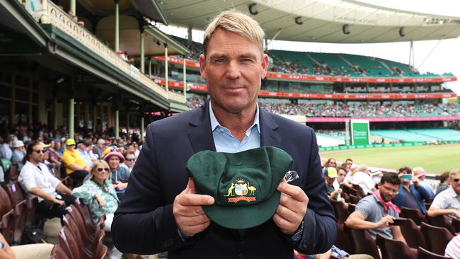 Australian cricket legend Shane Warne is auctioning his baggy green for the Australian Red Cross. Picture: Brett Costello