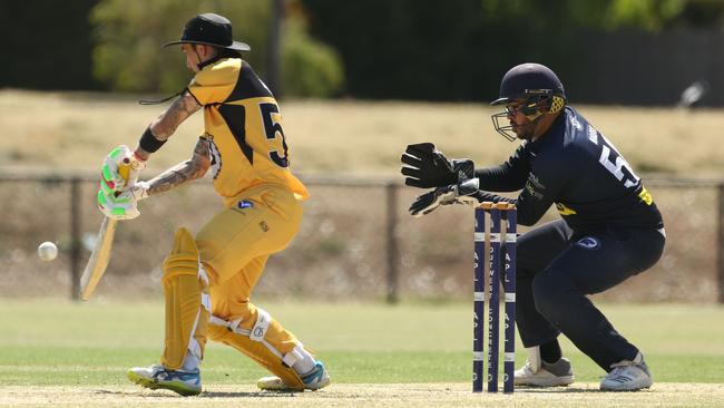 VSDCA: Werribee batsman Nathan Taylor in action. Picture: Stuart Milligan