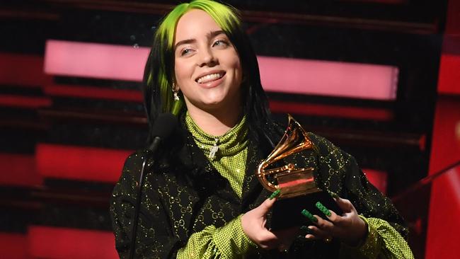 US singer-songwriter Billie Eilish accepts the award for best Best New Artist during the 62nd Annual Grammy Awards on January 26, 2020, in Los Angeles. (Photo by Robyn Beck / AFP)