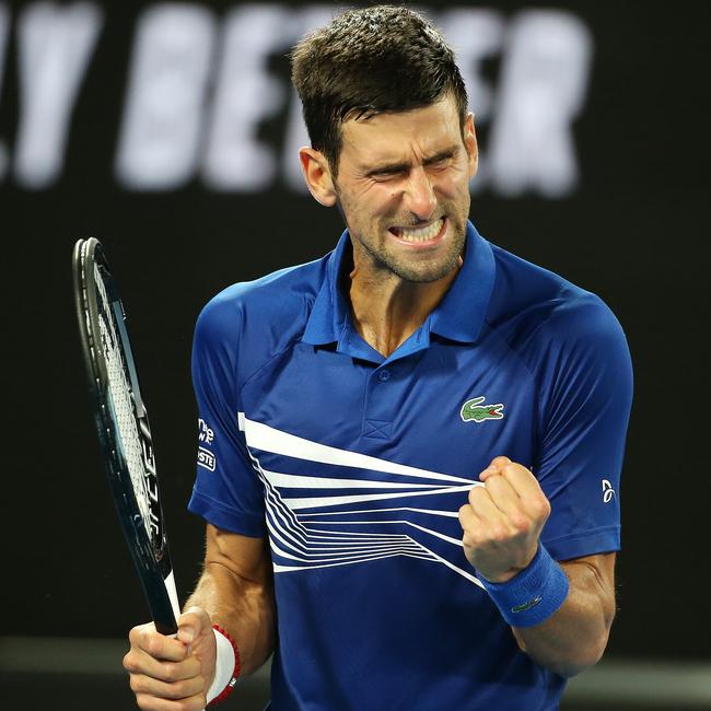 Novak Djokovic in action at Melbourne Park.