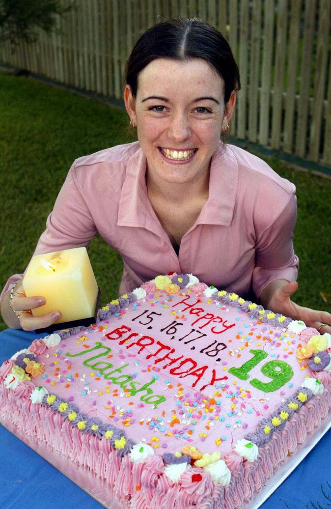 Natasha Ryan, who was hiding for four-and-a half years celebrates her 15th, 16th, 17th, 18th birthdays on her 19th birthday at her Rockhampton home in 2003. Picture: Nathan Richter.