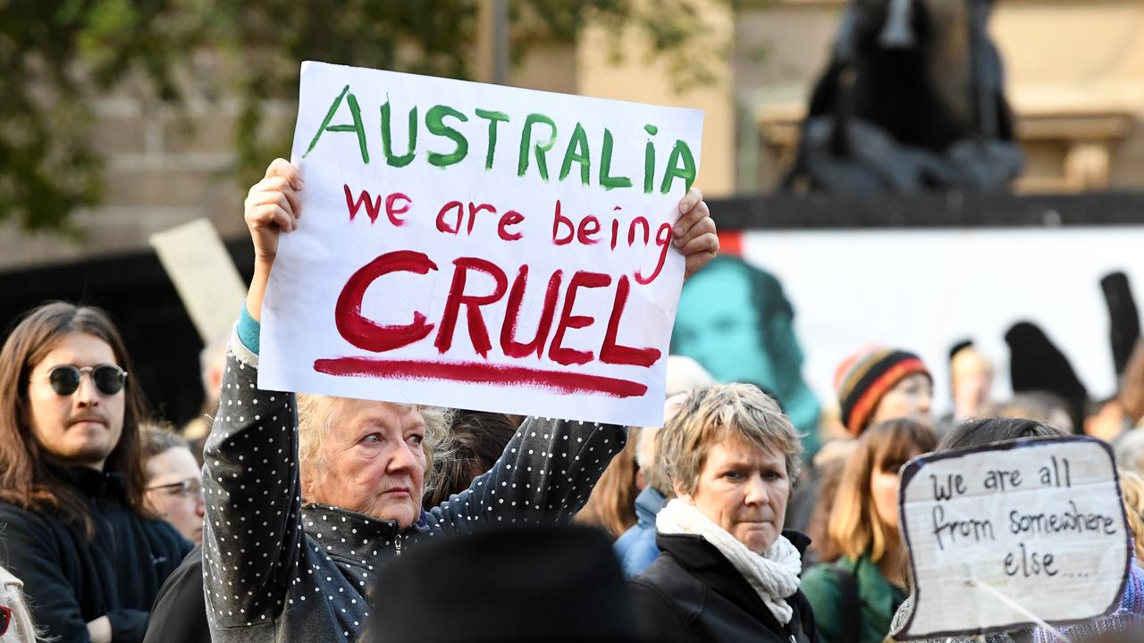 Protesters against offshore detention centres in Melbourne, 2019. Picture: James Ross/AAP