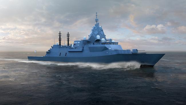 Australia’s Hunter Class Frigates project is running late. Picture: Artists impression of frigate supplied by BAE