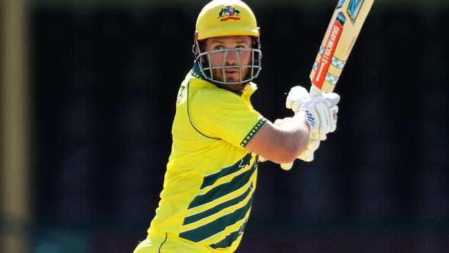 Aaron Finch leads the Australian white-ball squads to the UK on Sunday Picture: Getty Images