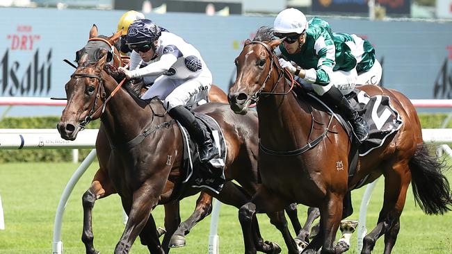 SYDNEY, AUSTRALIA - FEBRUARY 15: Jordan Childs riding Magic Time win Race 5 Expressway Stakes during Sydney Racing at Royal Randwick Racecourse on February 15, 2025 in Sydney, Australia. (Photo by Jeremy Ng/Getty Images)