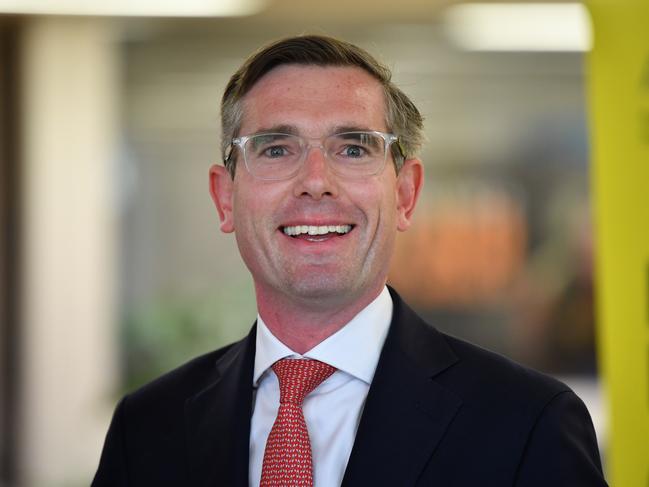 NSW Treasurer Dominic Perrottet speaks to the media at the Australian Theatre for Young People in Sydney, Wednesday, May 6, 2020. (AAP Image/Joel Carrett) NO ARCHIVING