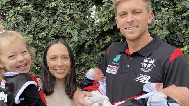 Seb and Marnie Ross, with daughter Charlotte and twin sons Vinny and Henley.