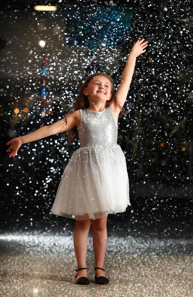 Keeping cool at Santa’s Wonderland at the Royal Adelaide Showgrounds is seven-yaer-old Ariah. Picture: Tait Schmaal