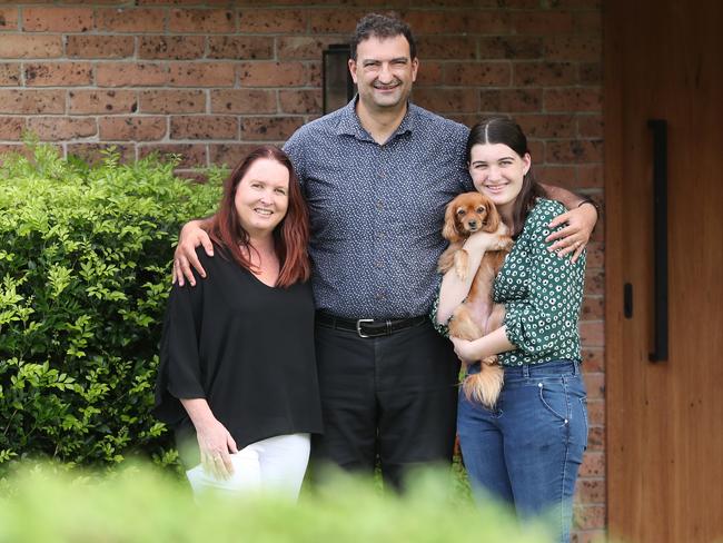 Angela and Nick Altuneg with daughter 13yo  Mattea pictured at their Wamberal home where they have lived in for 3.5 years. In this time it has more than doubled in value from $950,000 to $2m.Covid made me $1m in equity. Wamberal was one of 20 suburbs that skyrocketed in value during Covid. They have listed it for sale to cash in on the growth. Pic Sue Graham