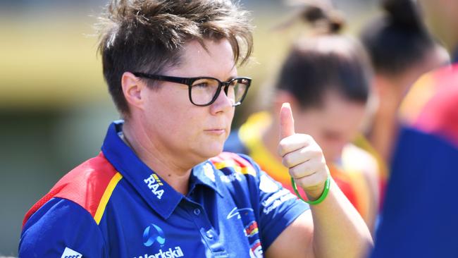 Bec Goddard during her stint as the Adelaide Crows AFLW coach.