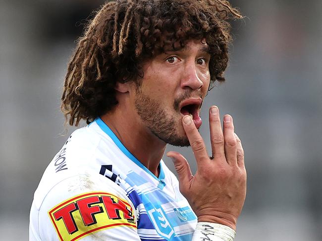 Titans' Kevin Proctor after he bit Shaun Johnson was bitten  in a tackle and was sent from the field during the NRL match between the Cronulla Sharks and Gold Coast Titans at Kogarah oval. Picture. Phil Hillyard