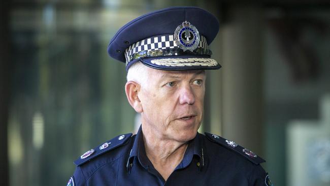 SA Police Commissioner Grant Stevens during a press conference in front of the State Administration Building. Picture: Emma Brasier