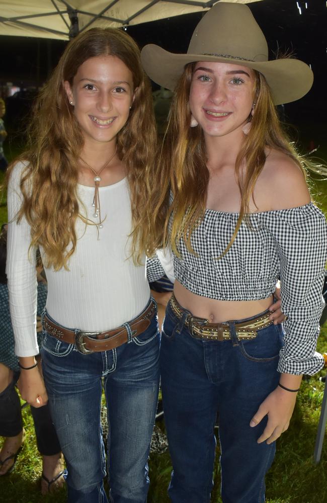 Olivia Hauwert, 13, of Sarina Range, and Ava Lisle, 13, of Koumala, at the Sarina CRCA Rodeo. Photo: Janessa Ekert