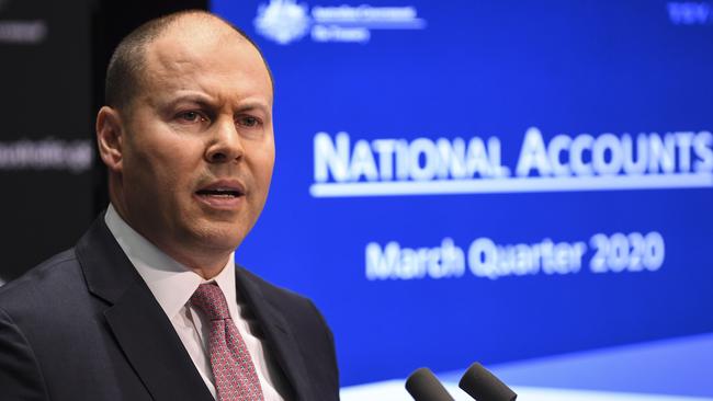 Treasurer Josh Frydenberg speaks to the media in Canberra on Wednesday. Picture: AAP