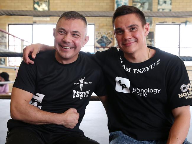 Australian Boxing star Kostya Tszyu pictured with his son Tim Tszyu ahead of Tim's fight with Jack Brubaker. Picture: David Swift.