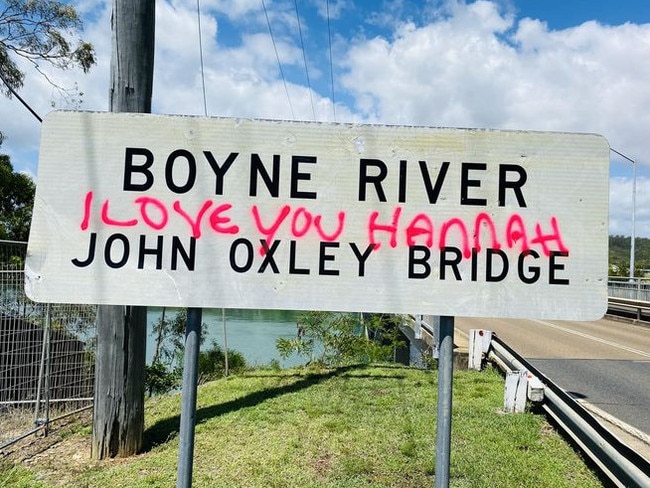 The declaration of love as found oin the John Oxley Bridge sign. Picture: Facebook