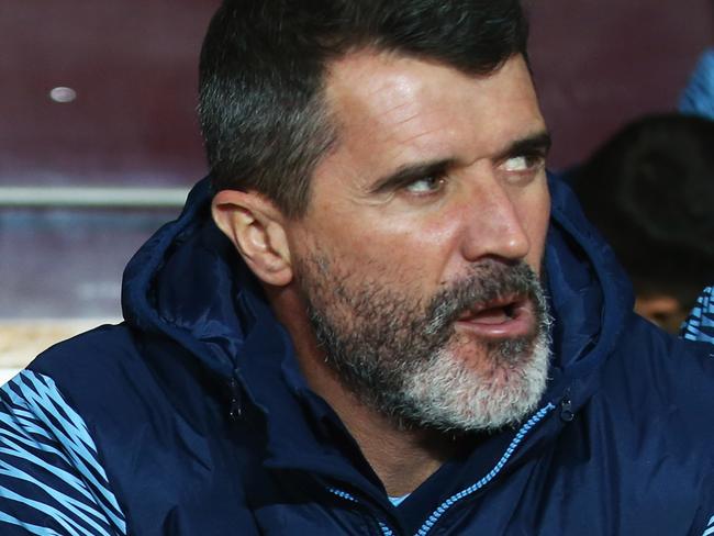 BIRMINGHAM, ENGLAND - NOVEMBER 24: Paul Lambert manager of Aston Villa (L) and assistant Roy Keane look on from the bench prior to the Barclays Premier League match between Aston Villa and Southampton at Villa Park on November 24, 2014 in Birmingham, England. (Photo by Matthew Lewis/Getty Images)