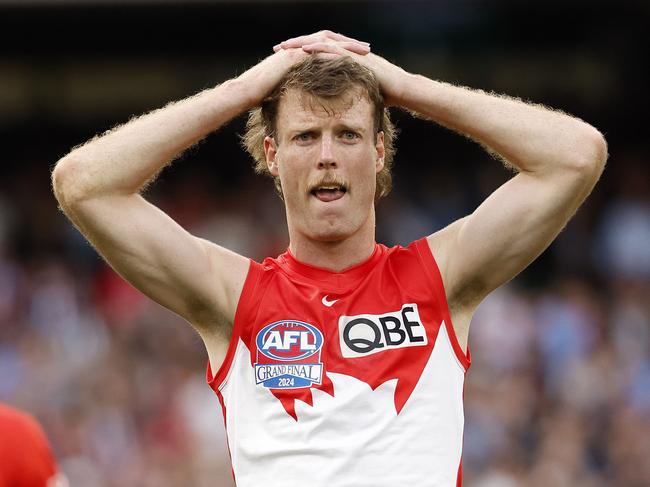 Sydney's Nick Blakey after their loss after the 2024 AFL Grand Final between the Sydney Swans and Brisbane Lions at the MCG on September 28, 2024. Photo by Phil Hillyard(Image Supplied for Editorial Use only - **NO ON SALES** - Â©Phil Hillyard )