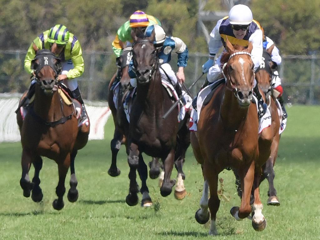 Gailo Chop, ridden by Mark Zahra, takes out the Group 1 Ranvet Stakes last year.