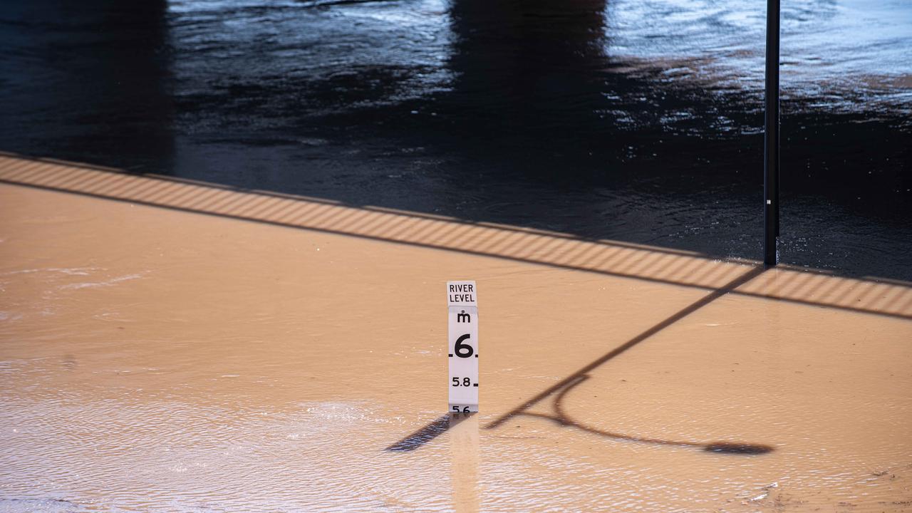 The Hawkesbury River swelling to almost 6m from the rain, leading to a warning for the nearby Windsor Bridge. Picture: NCA NewsWire / Flavio Brancaleone