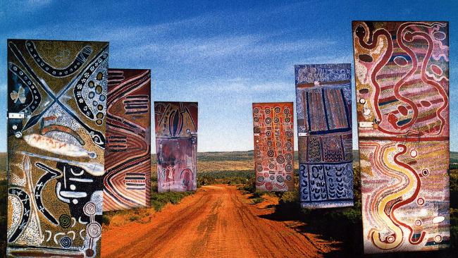 'The Yuendumu Doors at an SA Museum exhibition.