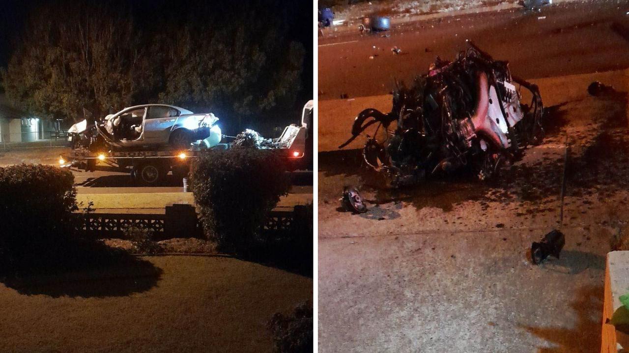 Shocking photos reveal the carnage of a Toowoomba crash involving an alleged stolen car. Picture: Supplied