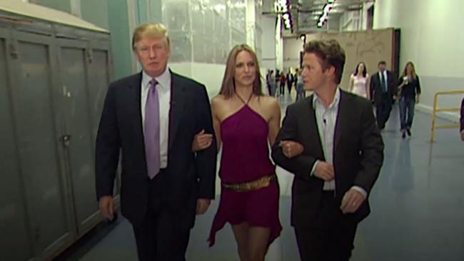 Trump and Bush with Days Of Our Lives actor Arianne Zucker. Picture: The Washington Post