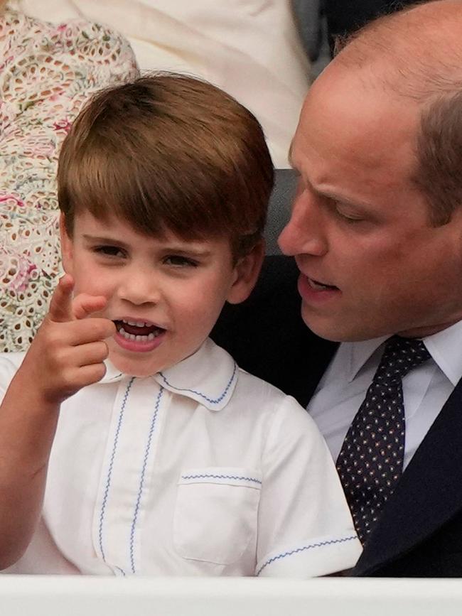 Prince Louis and his father Prince William. Picture: AFP