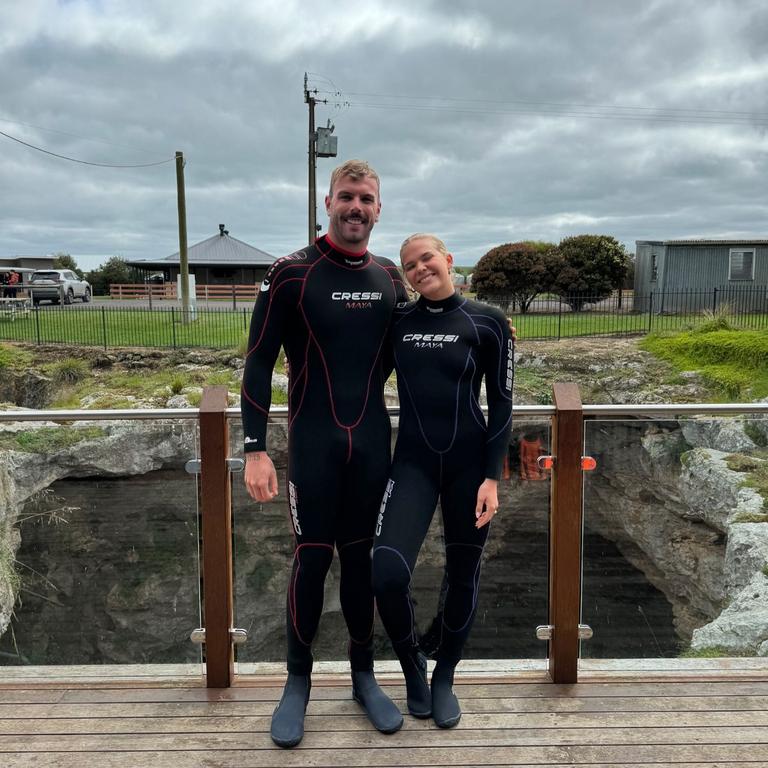 Kyle Chalmers and Ingeborg Loyning at the Kilsby Sinkhole. Picture: Instagram