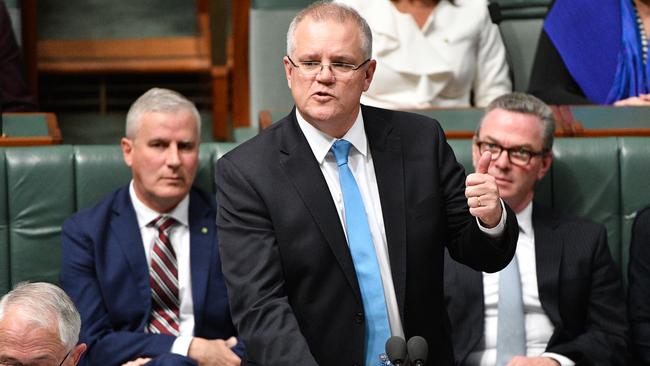 Treasurer Scott Morrison during Question Time. Picture: AAP