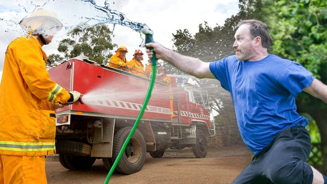 Firefighters were forced to return fire after a drunk man started a water fight with them in Lilydale. Artist impression/generic picture