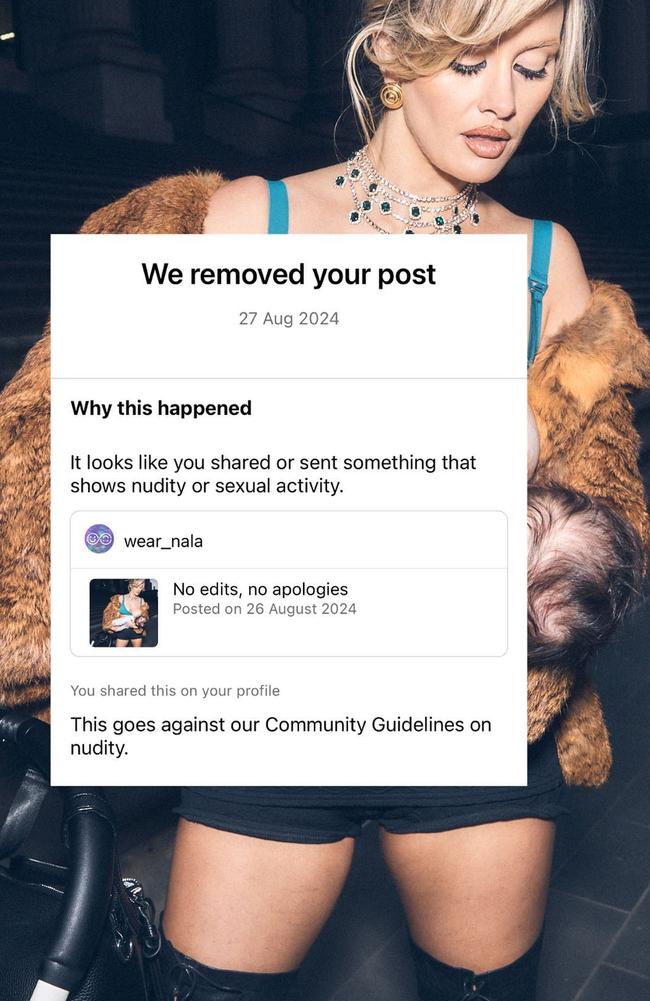 Instagram temporarily removed Nala's post intended to destigmatise breast feeding. Picture: Instagram/@wear_nala