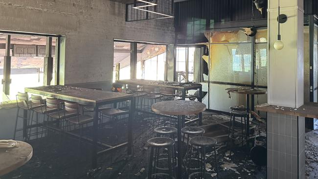 Fire severely damaged a bar in the Norman Robinson Stand at Caulfield. Picture: Supplied/John Kanga