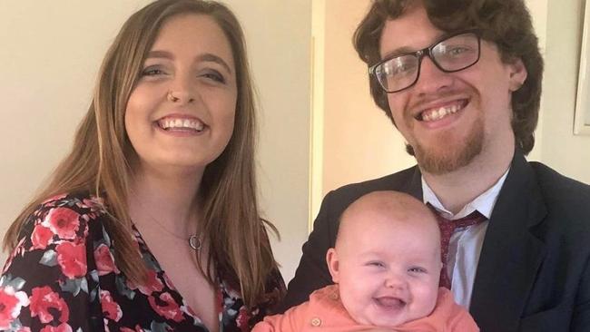 Ashley Leighton and Tyler Pitts with their 10-month-old daughter Charlotte. Ashley said she was shocked the name Charlotte had been knocked from its position as most popular baby name in Australia.