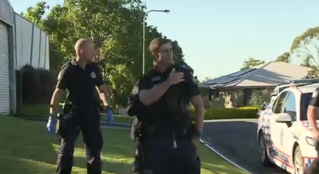 Police at the Helensvale home invasion crime scene in May. Picture: 9News