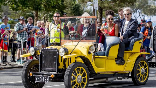 Doctor Who's Peter Capaldi and Pearl Mackie in the original “Bessie”. Picture: Jerad Williams